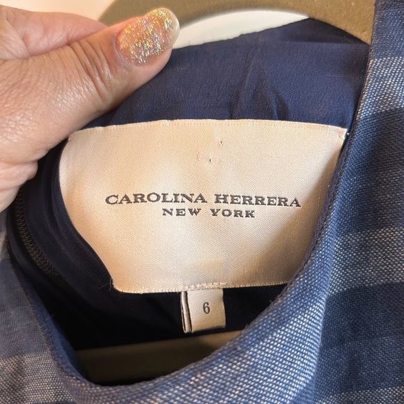 Carolina Herrera Navy and Light Blue Striped Midi Dress - Picture 3 of 6